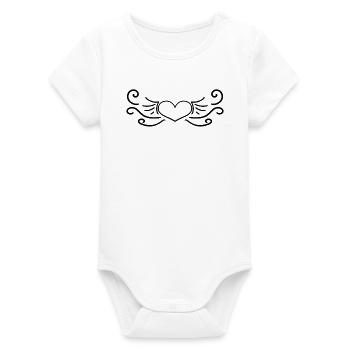 Heart Black - Organic Short Sleeve Baby Bodysuit by Stanley/Stella - white - Front