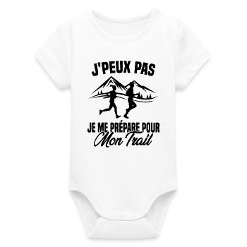 Je peux pas je me prépare pour mon trail - Body bébé manches courtes bio Stanley/Stella - blanc - Devant