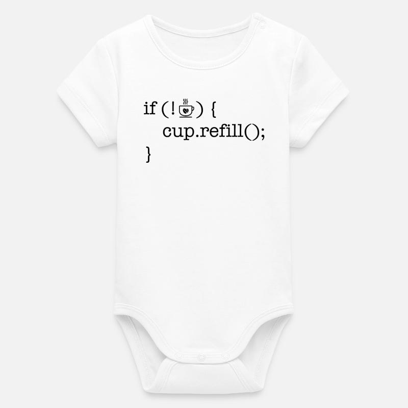 Programmeur de code café amateur de café humour - Body bébé manches courtes bio Stanley/Stella - blanc