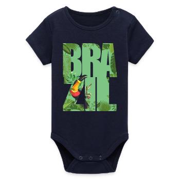 Brazil - Organic Short Sleeve Baby Bodysuit by Stanley/Stella - navy - Front