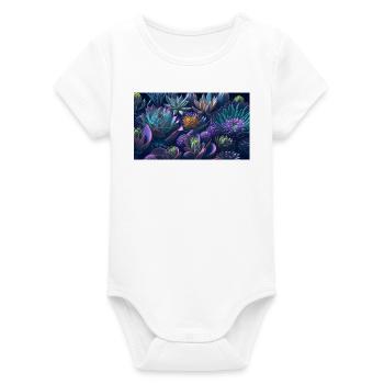 Succulent Echeveria Gift - Organic Short Sleeve Baby Bodysuit by Stanley/Stella - white - Front
