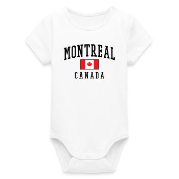 Montreal Canada Design with Maple Leaf Motif - Organic Short Sleeve Baby Bodysuit by Stanley/Stella - white - Front