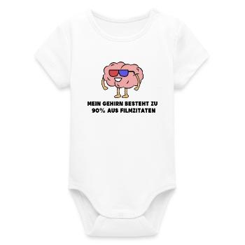 Movies Statement Movie Watching Theatre Streaming - Organic Short Sleeve Baby Bodysuit by Stanley/Stella - white - Front