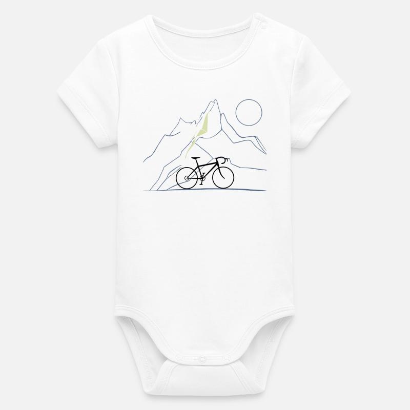 Vélo et montagnes - Body bébé manches courtes bio Stanley/Stella - blanc