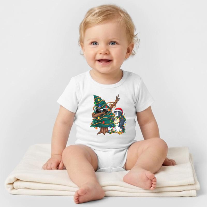 Arbre de Noël Dapping - Pull de Noël Dapping Body bébé manches courtes bio Stanley/Stella