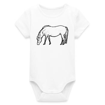 Pferd schwarz - Organic Kurzarm-Babybody von Stanley/Stella - Weiß - Vorne