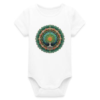 Mandala Tree of Life Colorful - Organic Short Sleeve Baby Bodysuit by Stanley/Stella - white - Front