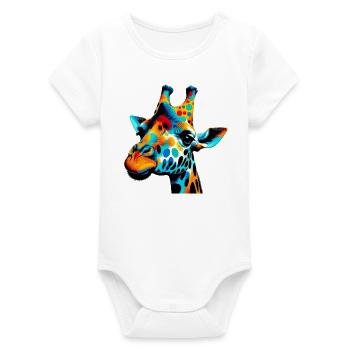 Girafe Pop Art - Body bébé manches courtes bio Stanley/Stella - blanc - Devant