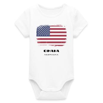 Omaha, Nebraska, USA - Organic Short Sleeve Baby Bodysuit by Stanley/Stella - white - Front