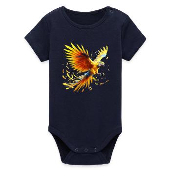 Macaw (01) - Organic Short Sleeve Baby Bodysuit by Stanley/Stella - navy - Front