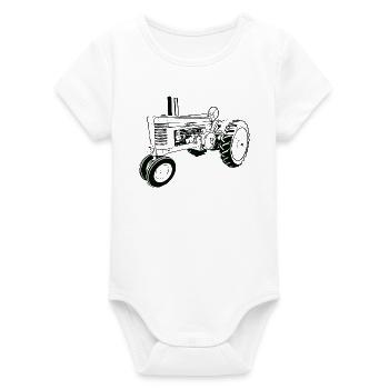Model A Traktor - Organic Kurzarm-Babybody von Stanley/Stella - Weiß - Vorne