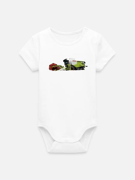Mähdrescher Claas 630 - Organic Kurzarm-Babybody von Stanley/Stella - Weiß