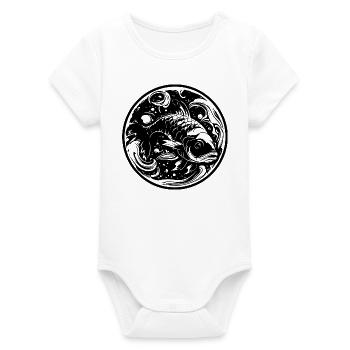 Fish Drawing - Organic Short Sleeve Baby Bodysuit by Stanley/Stella - white - Front