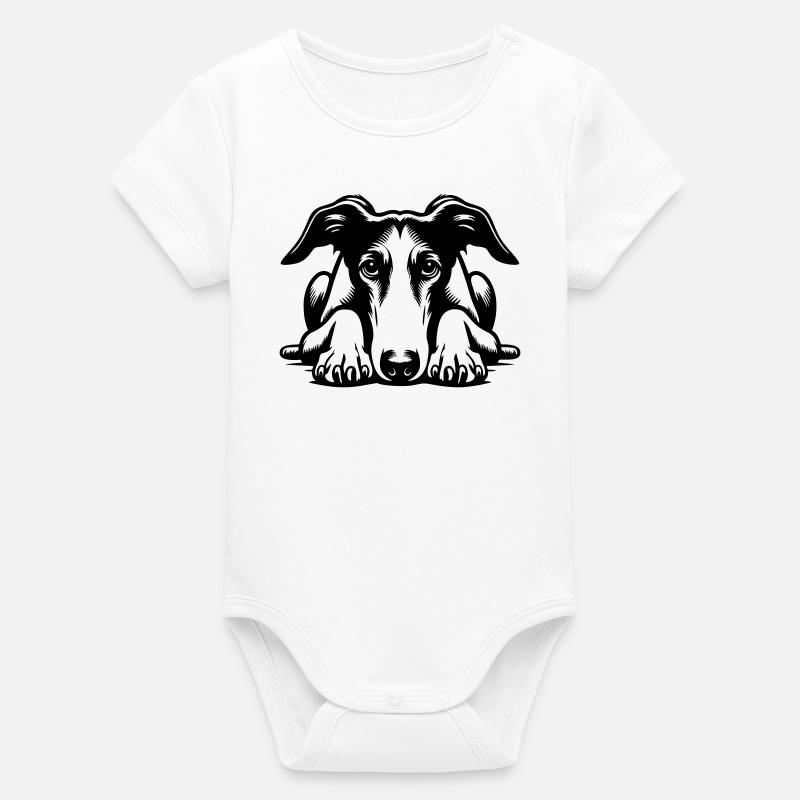 Tête de Galgo avec pattes - Body bébé manches courtes bio Stanley/Stella - blanc