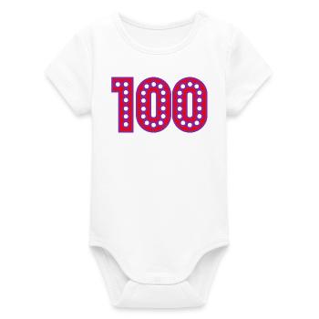 100. 100 YEARS. 100th ANNIVERSARY. BIRTHDAY 100 - Organic Short Sleeve Baby Bodysuit by Stanley/Stella - white - Front