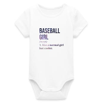 Baseball - Organic Short Sleeve Baby Bodysuit by Stanley/Stella - white - Front