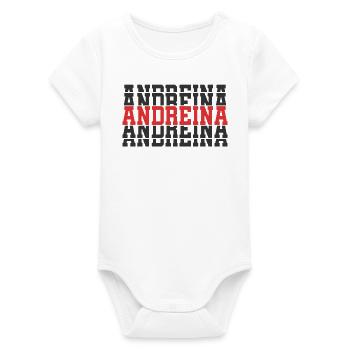 Andreina t-shirt t-shirt gift stacked text - Organic Short Sleeve Baby Bodysuit by Stanley/Stella - white - Front