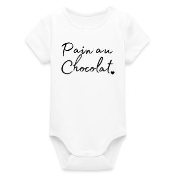 Team pain au chocolat. Humour région française - Body bébé manches courtes bio Stanley/Stella - blanc - Devant