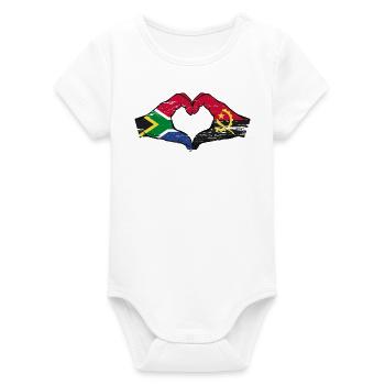 Afrique du Sud Angola drapeau mains forme de coeur utilisé - Body bébé manches courtes bio Stanley/Stella - blanc - Devant
