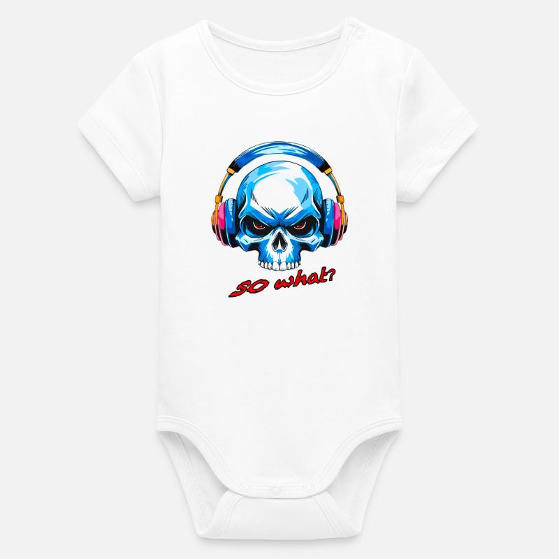 Crâne et alors - Body bébé manches courtes bio Stanley/Stella - blanc