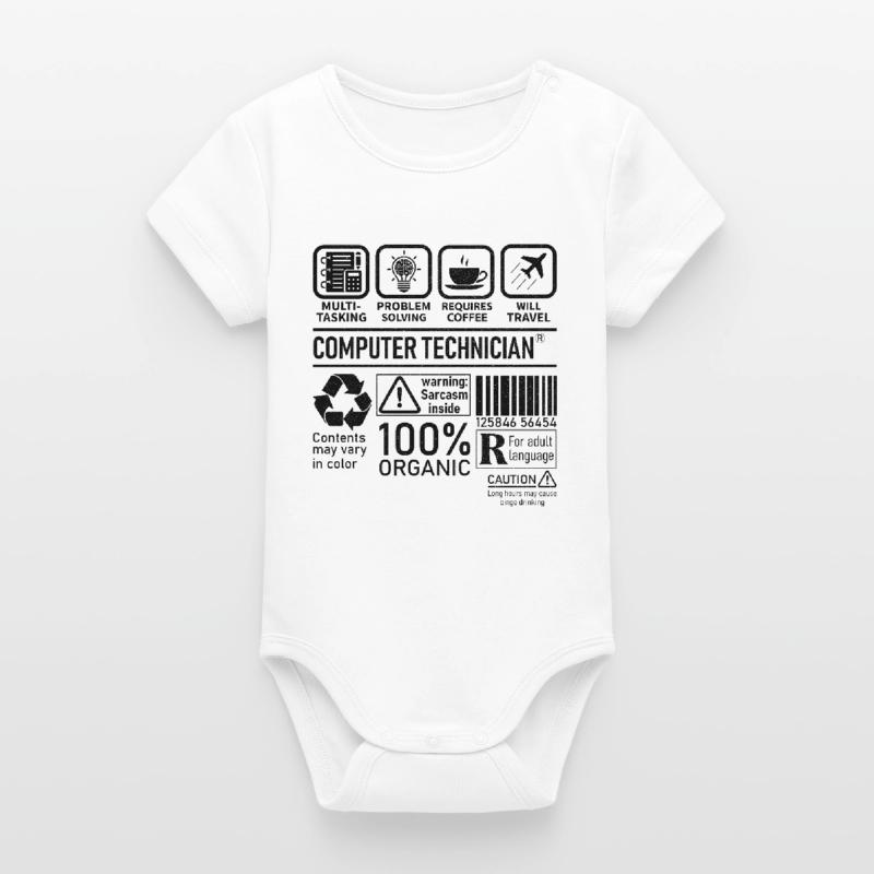 Computer Technician multi tasking problem solving Organic Short Sleeve Baby Bodysuit by Stanley/Stella