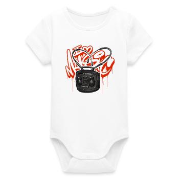 I love Music Ghettoblaster Boombox - Organic Kurzarm-Babybody von Stanley/Stella - Weiß - Vorne