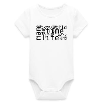 Stylized Frequent English Word Cloud - Organic Short Sleeve Baby Bodysuit by Stanley/Stella - white - Front