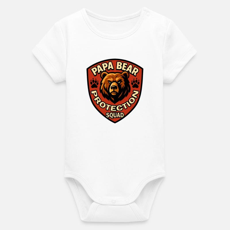 Papa Bear Protection Squad - Body bébé manches courtes bio Stanley/Stella - blanc