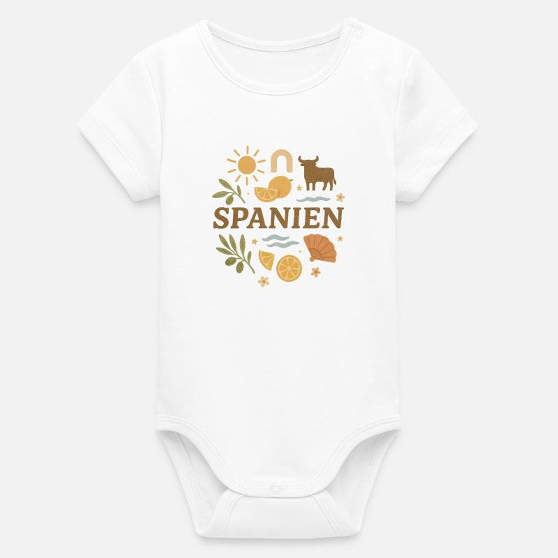 Spanien Boho – Kinderkleidung & Geschenkidee - Organic Kurzarm-Babybody von Stanley/Stella - Weiß