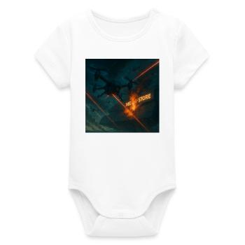 Futuristic Air Base Attack Image - Organic Short Sleeve Baby Bodysuit by Stanley/Stella - white - Front