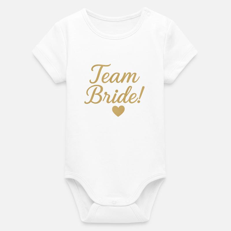 Conception de script d’or de l’équipe Bride. Mariage - Body bébé manches courtes bio Stanley/Stella - blanc
