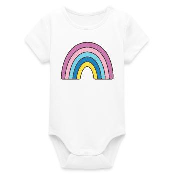 Pastel Rainbow Design - Organic Short Sleeve Baby Bodysuit by Stanley/Stella - white - Front