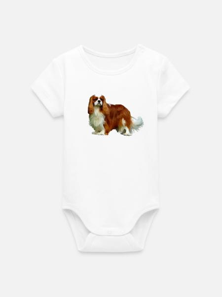 Cavalier King Charles Spaniel - Organic Kurzarm-Babybody von Stanley/Stella - Weiß