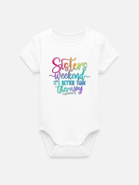 Geschwister Wochenende Spruch - Organic Kurzarm-Babybody von Stanley/Stella - Weiß