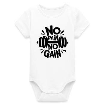 Pas de douleur Pas de gain Citation de gymnase motivante - Body bébé manches courtes bio Stanley/Stella - blanc - Devant
