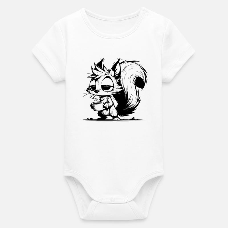 Si prega di non disturbare - Squirrel Coffee Time - Body neonato a maniche corte bio di Stanley/Stella - bianco