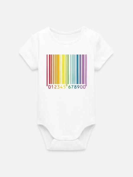 Schwuler Barcode - Organic Kurzarm-Babybody von Stanley/Stella - Weiß