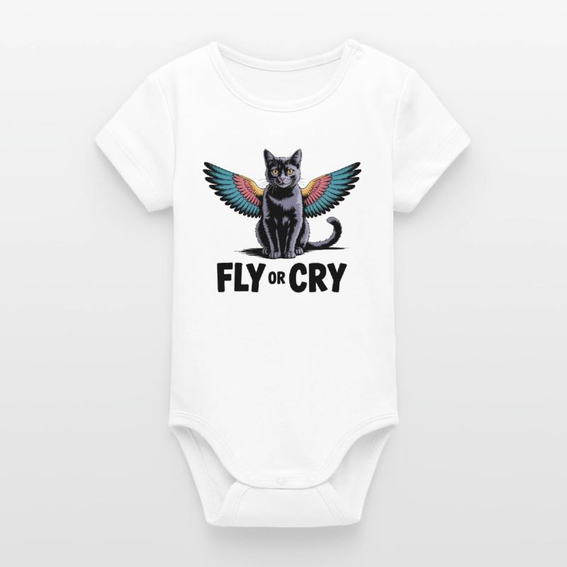 Fliege oder rufe Katze Organic Kurzarm-Babybody von Stanley/Stella