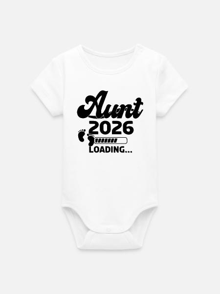Aunt 2026 Loading - Organic Kurzarm-Babybody von Stanley/Stella - Weiß