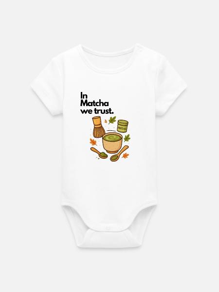 In Matcha we trust Ritual Grün - Organic Kurzarm-Babybody von Stanley/Stella - Weiß