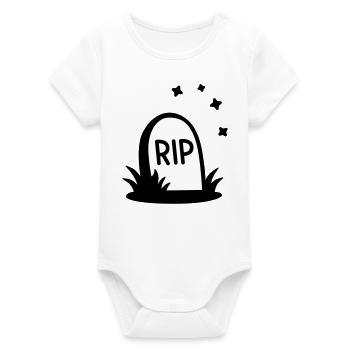 RIP Halloween Grabstein Silhouette - Organic Kurzarm-Babybody von Stanley/Stella - Weiß - Vorne