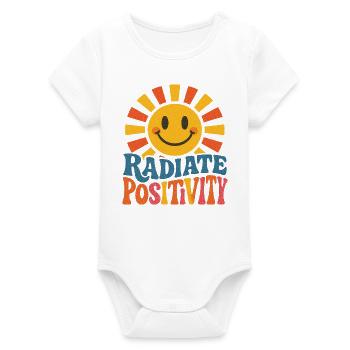 Sunburst Radiate Positivity - Organic Short Sleeve Baby Bodysuit by Stanley/Stella - white - Front