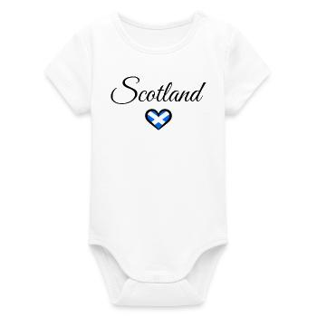 Scotland Heart Tee  - Organic Short Sleeve Baby Bodysuit by Stanley/Stella - white - Front