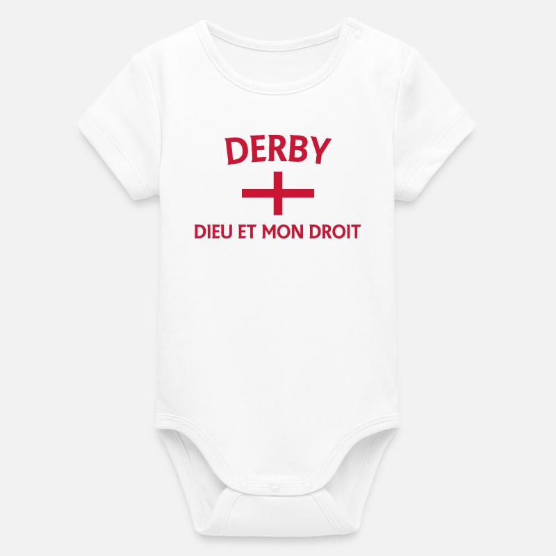 Conception du drapeau de l’Angleterre Derby - Body bébé manches courtes bio Stanley/Stella - blanc
