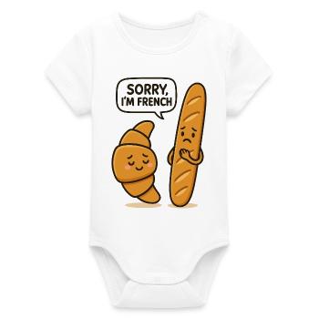 Croissant et baguette – Sorry I’m French humour - Body bébé manches courtes bio Stanley/Stella - blanc - Devant