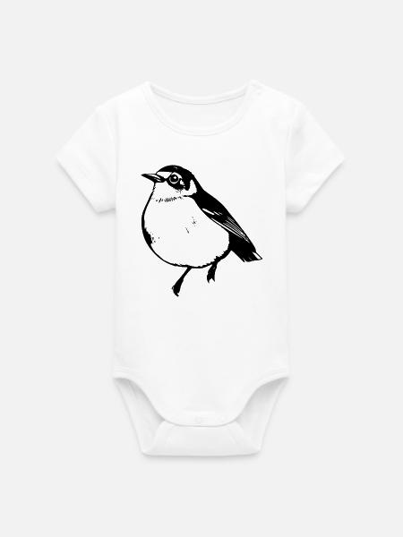 Vogel schwarz schwarzer Vogel - Organic Kurzarm-Babybody von Stanley/Stella - Weiß