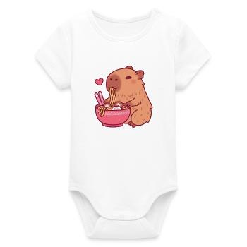 Le mignon capybara adore manger des nouilles ramen - Body bébé manches courtes bio Stanley/Stella - blanc - Devant