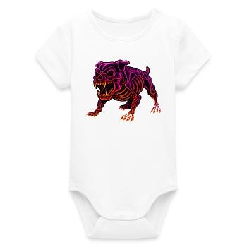 Dinosaure Squelette Néon Fluo - Body bébé manches courtes bio Stanley/Stella - blanc - Devant