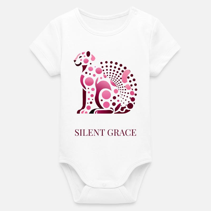 Silent Grace elegante Katze - Organic Kurzarm-Babybody von Stanley/Stella - Weiß