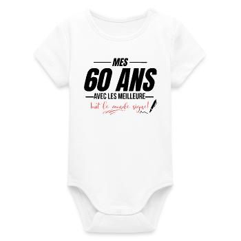 70th Birthday, everyone signs - Organic Short Sleeve Baby Bodysuit by Stanley/Stella - white - Front